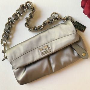 Coach Grey Satin Foldover clutch/satchel🔥